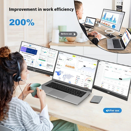 Portable Laptop Monitor – 14” HD Dual-Screen Office Display