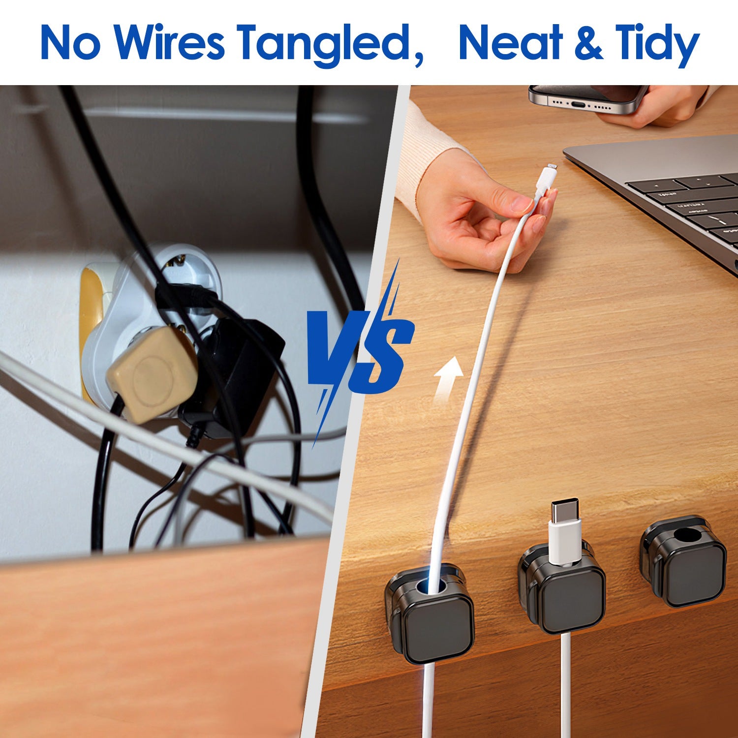 6-Pack Magnetic Cable Clips – Cord Organizer