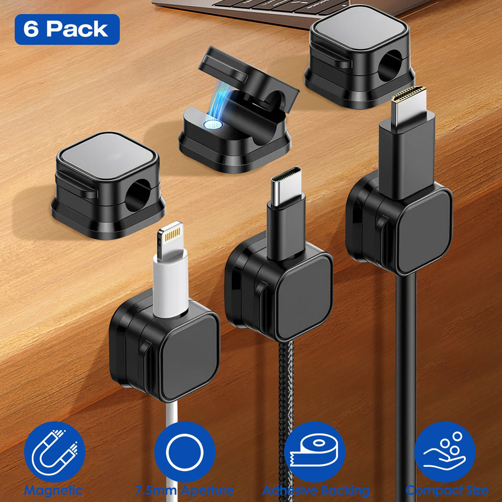 6-Pack Magnetic Cable Clips – Cord Organizer