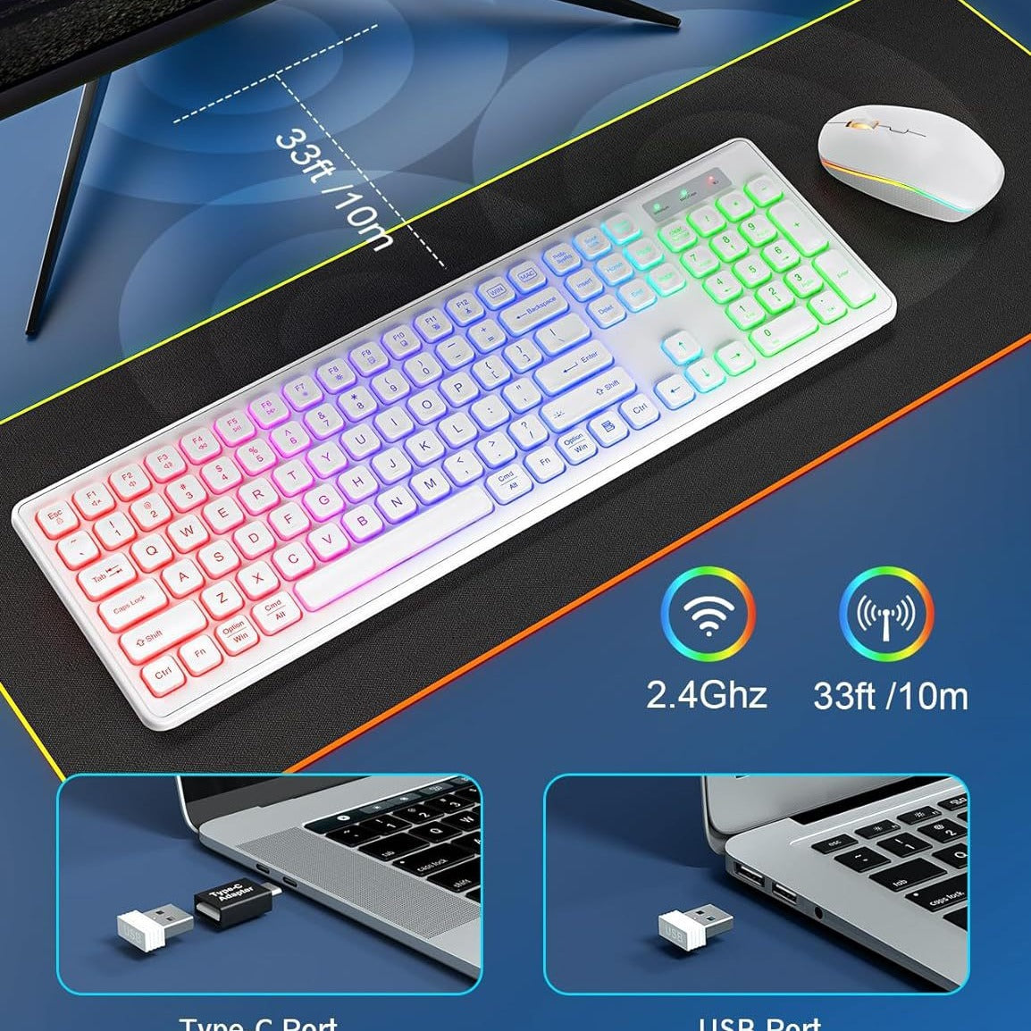 Wireless Backlit Keyboard & Mouse Combo